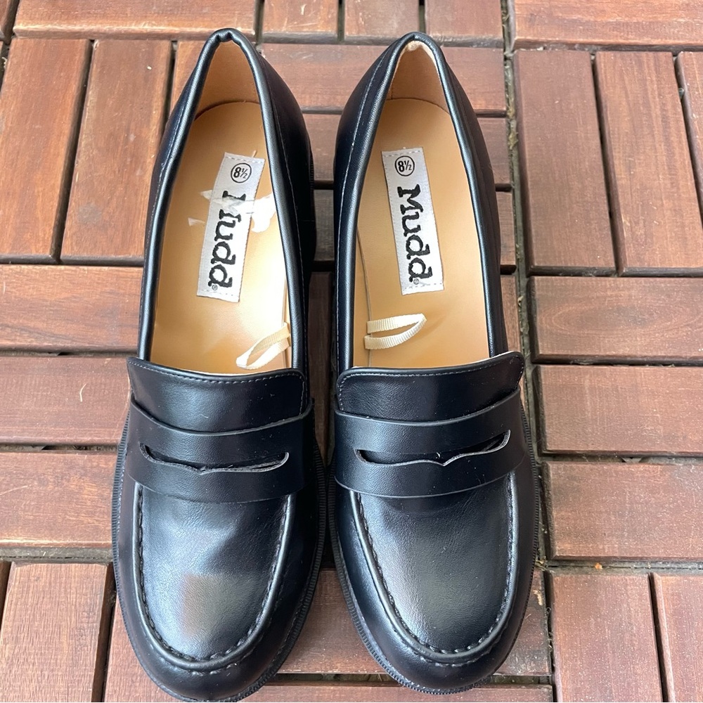 Mudd Shoes 8.5 Levante Chunky Platform Block Heel Penny Loafer Y2K 90s Goth
